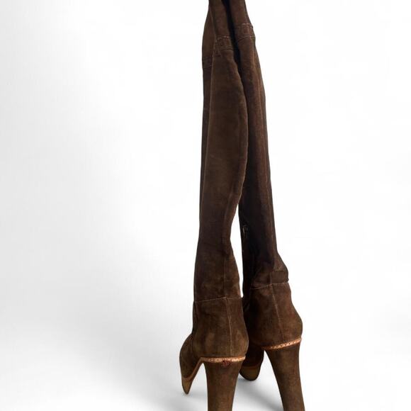 90's y2k vintage authentic Prada Brown Suede Knee high boots size 7.5 us - Picture 5 of 8